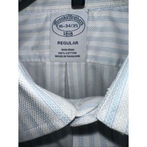 Brooks Brothers Regular  Fit white blue Non-Iron 16 - 34/35 cotton button up dre